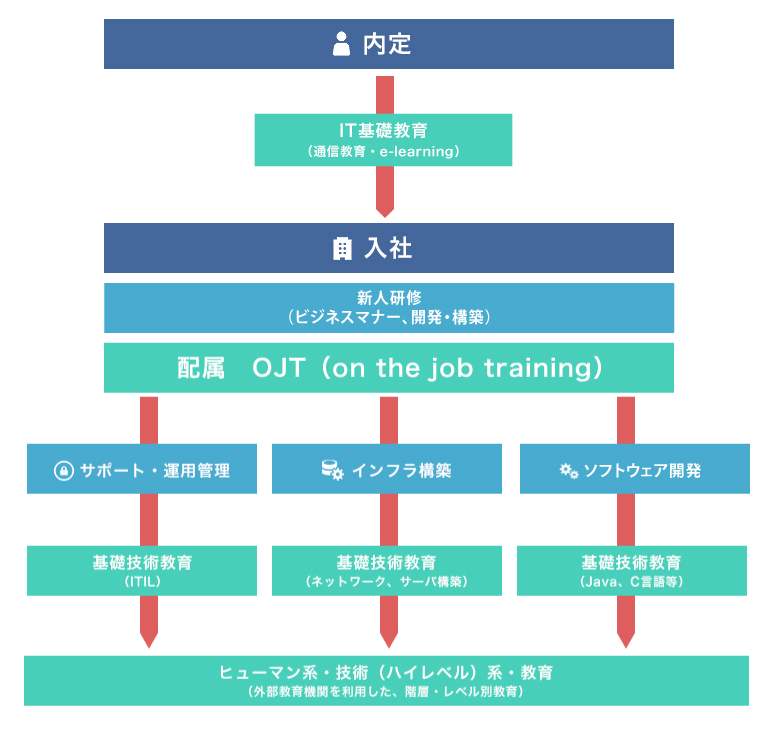内定から初級レベルまでの教育計画